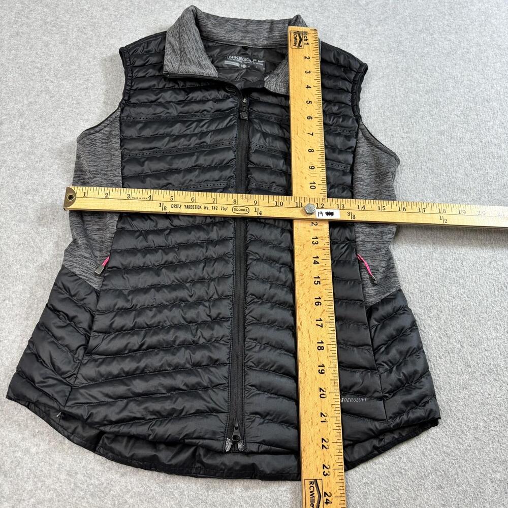 Nike Golf Vest Womens Medium Black Gray AeroLoft Quilted Insulated Zip Pockets - Picture 6 of 7